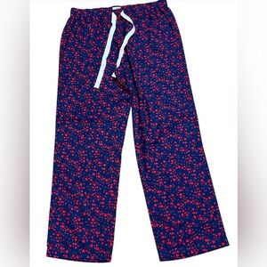 J. Crew Navy Lounge Pants with Red Heart Pattern